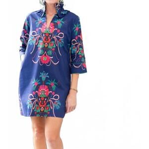 NEW HOUSE OF MBR bouvier short dress in aramenta blue